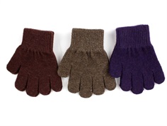 Mikk-line nightshade/chocolate chip/rose brown gloves wool/synthetic (3-pack)